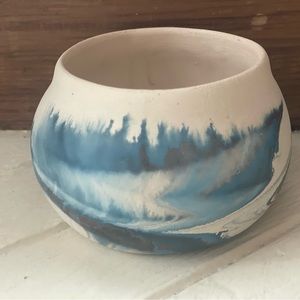 Vintage Nemadji Indian River Blue Pottery Vase